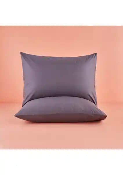 Bella Maison %100 Pamuk Saten Supreme Yastık Kılıfı Antrasit 50x70 cm Şık ve Dayanıklı