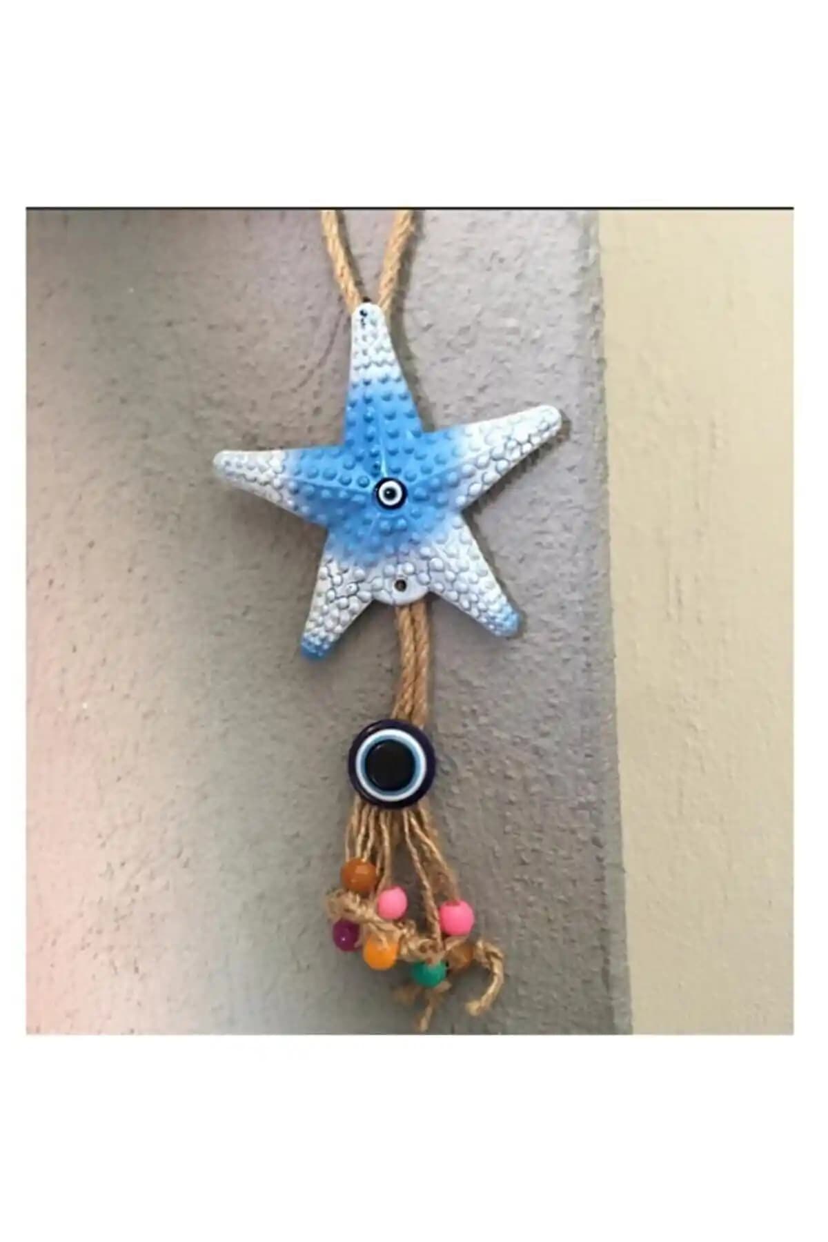 Bimbambom Deniz Yıldızı Mavi Beyaz Çatlatma Sarkaç Duvar Süsü Dekorasyon Seçenekleri