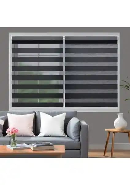 Blind-X Siyah Bambu Stor Zebra Perde: Modern ve Dayanıklı Dekorasyon Çözümü