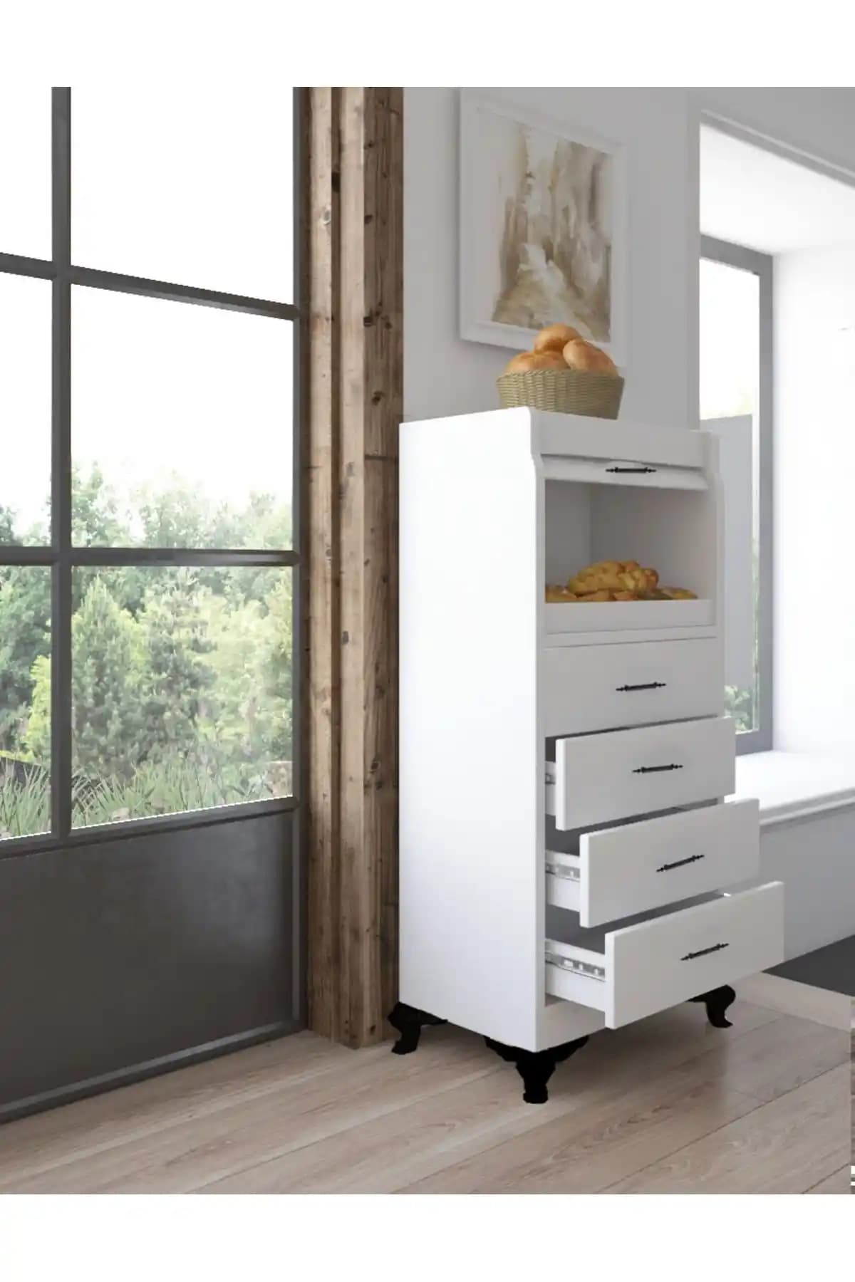 Bygolden 4 Çekmeceli Ekmeklik Dolabı: Modern ve Fonksiyonel Mutfak Çözümü