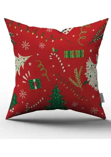 Cango Home Yılbaşı Temalı Dijital Baskılı Kırlent Kılıfı 43x43 cm Ev Dekorasyonuna Neşe Katar