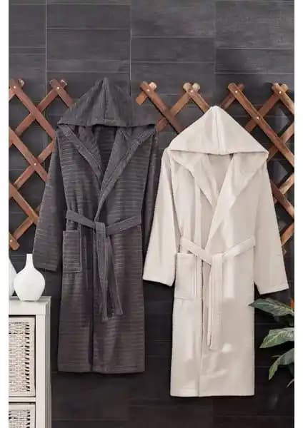 Casnack Quina 2Li Kapüşonlu Oversize Bornoz Seti Yüksek Kalite ve Konfor Sunar