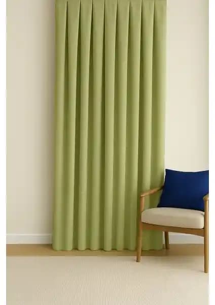 Cortibo Barcelona Kadife Dokulu Fon Perde Çağla Rengi Pilesiz ve Kolay Montajlı