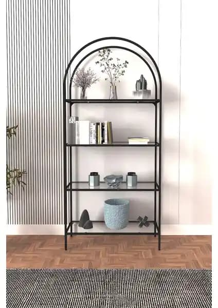 Dekopratik Mona Siyah Kitaplık Modern ve Şık Depolama Çözümü 80 cm Genişlikte