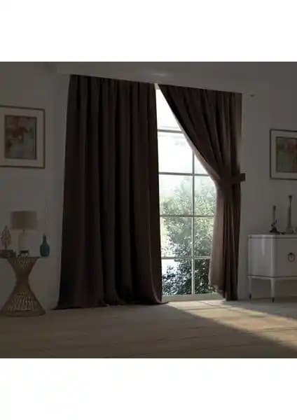 Demor Home Koyu Kahve Blackout Fon Perde Yüksek Kalite ve Şıklık Sunar