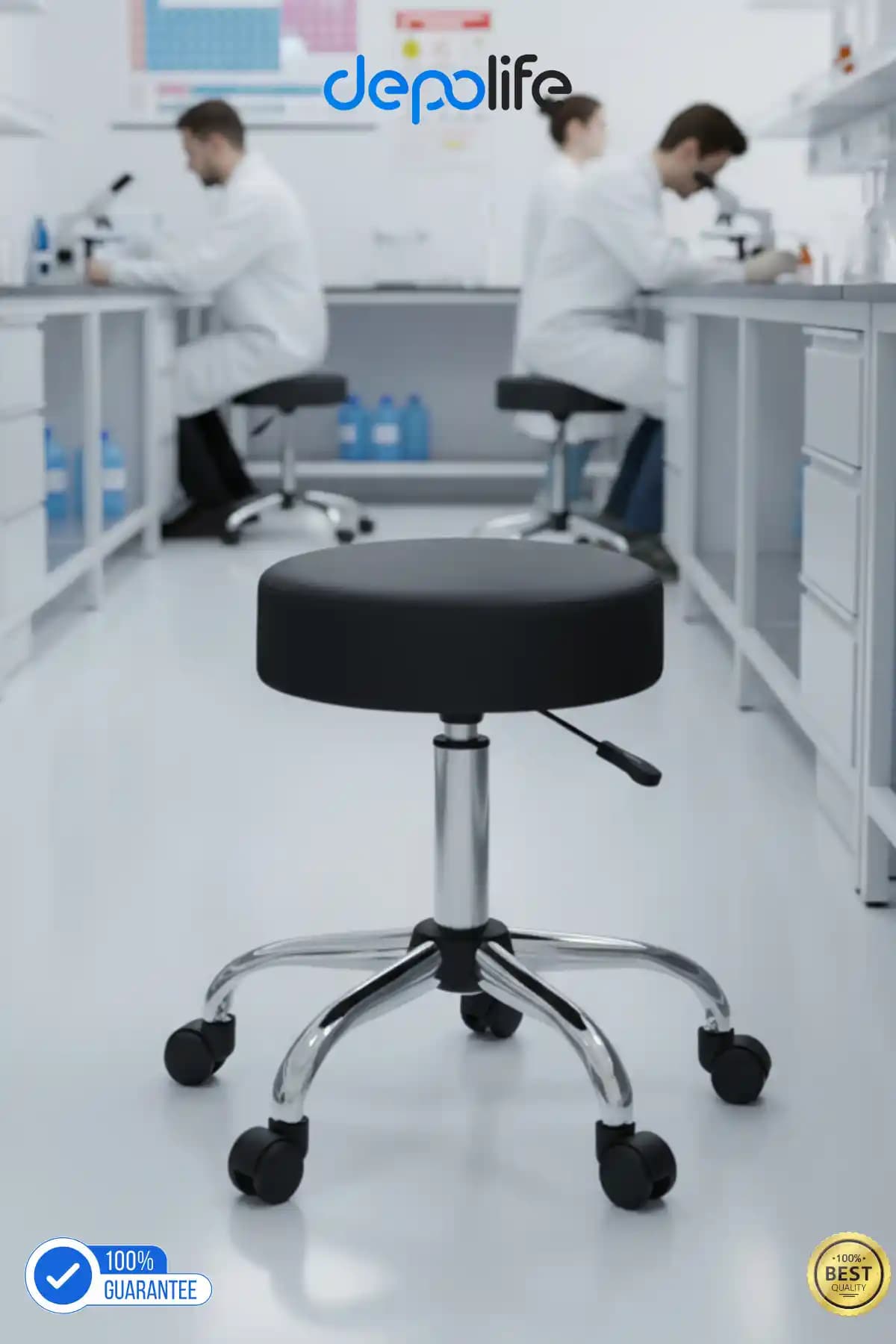 Depolife Krom Ayaklı Ofis Kasiyer Taburesi Modern ve Ergonomik Tasarım Özellikleri