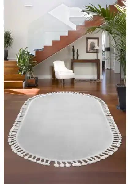 Dijidekor Açık Gri Oval Post Dokuma Halı: Modern ve Konforlu Dekorasyon Seçeneği