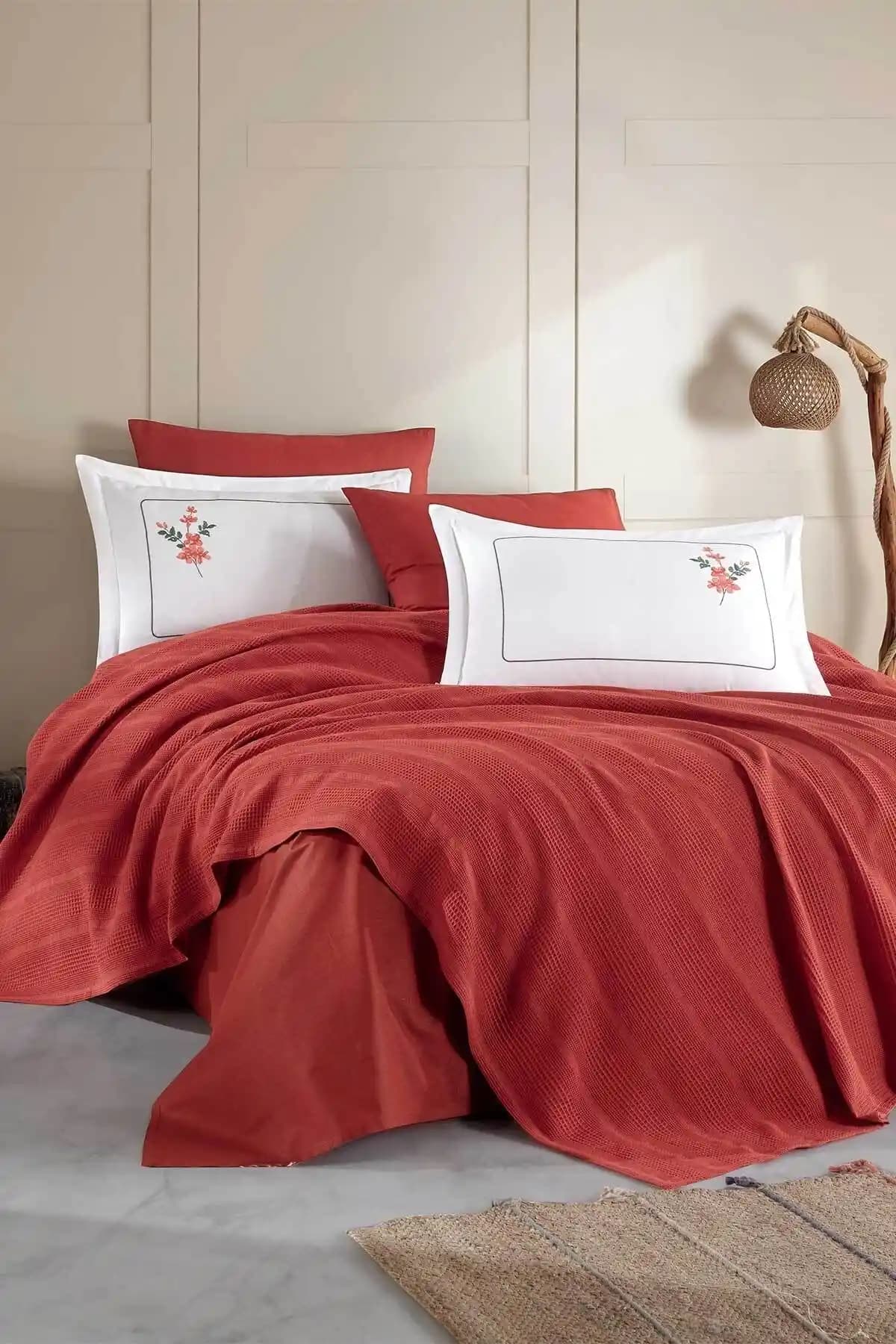 Elart Pamuk Pike Seti Çift Kişilik 6 Parça Flores Tarçın Doğa Dostu ve Şık Tasarım