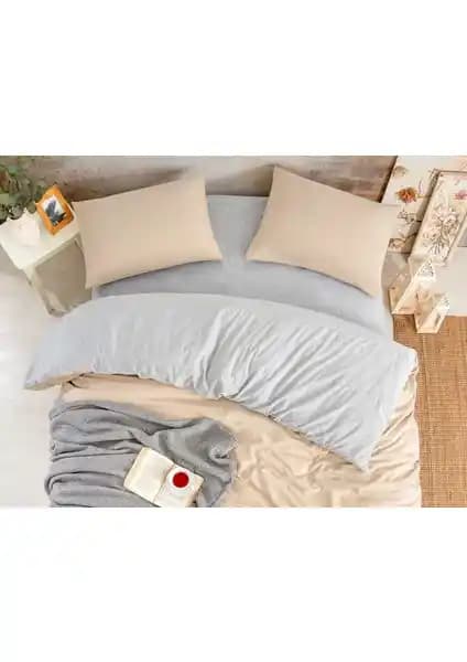 Ephemeris Çift Kişilik Polycotton Nevresim Takımı Bej-Gri Modern ve Dayanıklı Tasarım