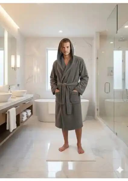 Ephemeris Kapşonlu Bukle Bornoz Antrasit - Yüksek Kalite ve Konfor Sunan Günlük Kullanım İçin