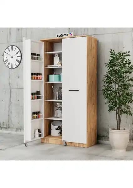 EVDEMO Art 2 Kapaklı Erzak Kiler Dolabı Modern ve Dayanıklı Mutfak Depolama Çözümü