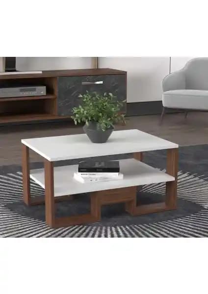 EVDEMO Miray Orta Sehpa Beyaz Ceviz - Modern Tasarım ve Dayanıklılık İçin Uygun