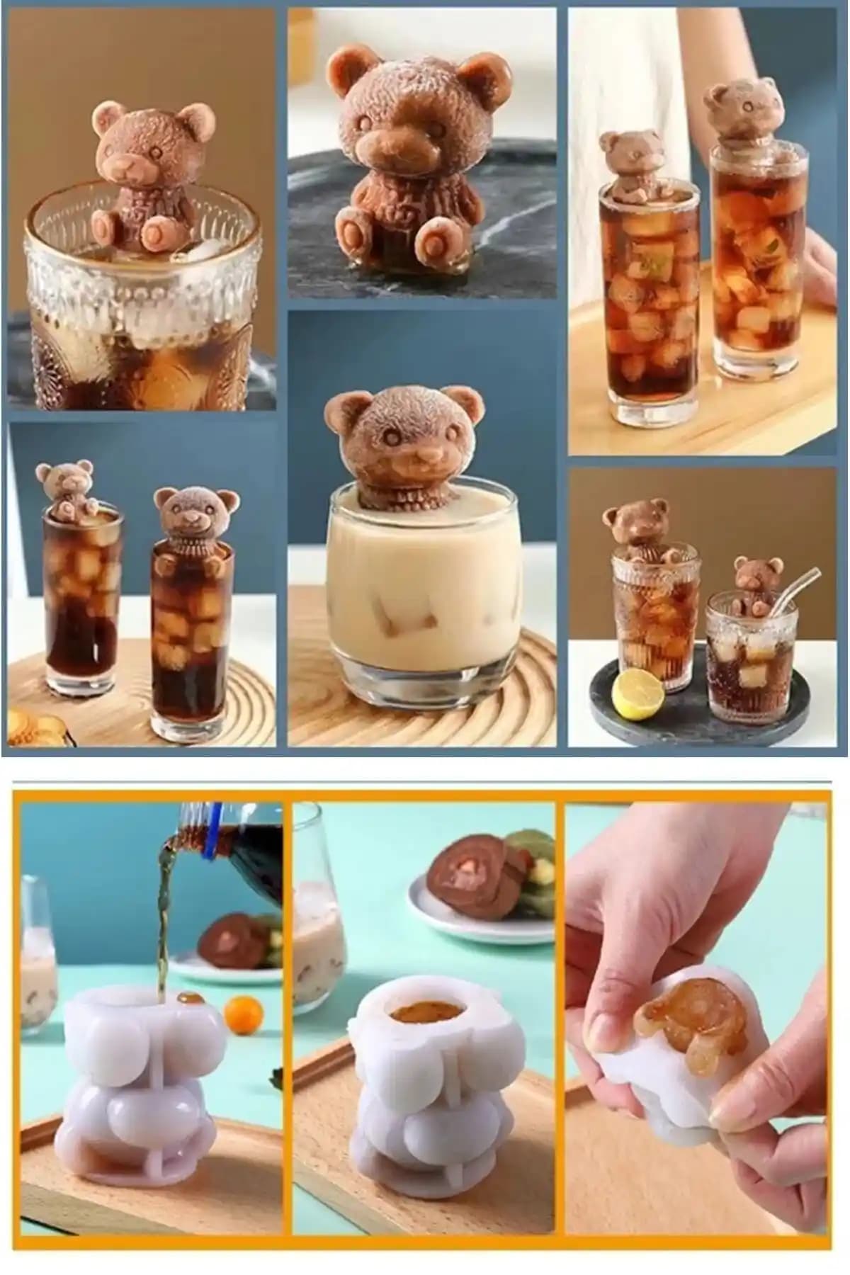 FBZhome Pratik Silikon Ayı Şekilli Buz Kalıbı: Eğlence ve Şıklık Bir Arada