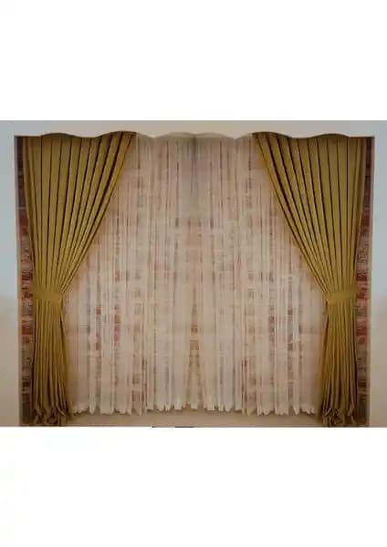 Figen Perde Açık Fıstık Yeşili Kadife Fon Perde Geniş Alanlar İçin Şık ve Dayanıklı Tasarım