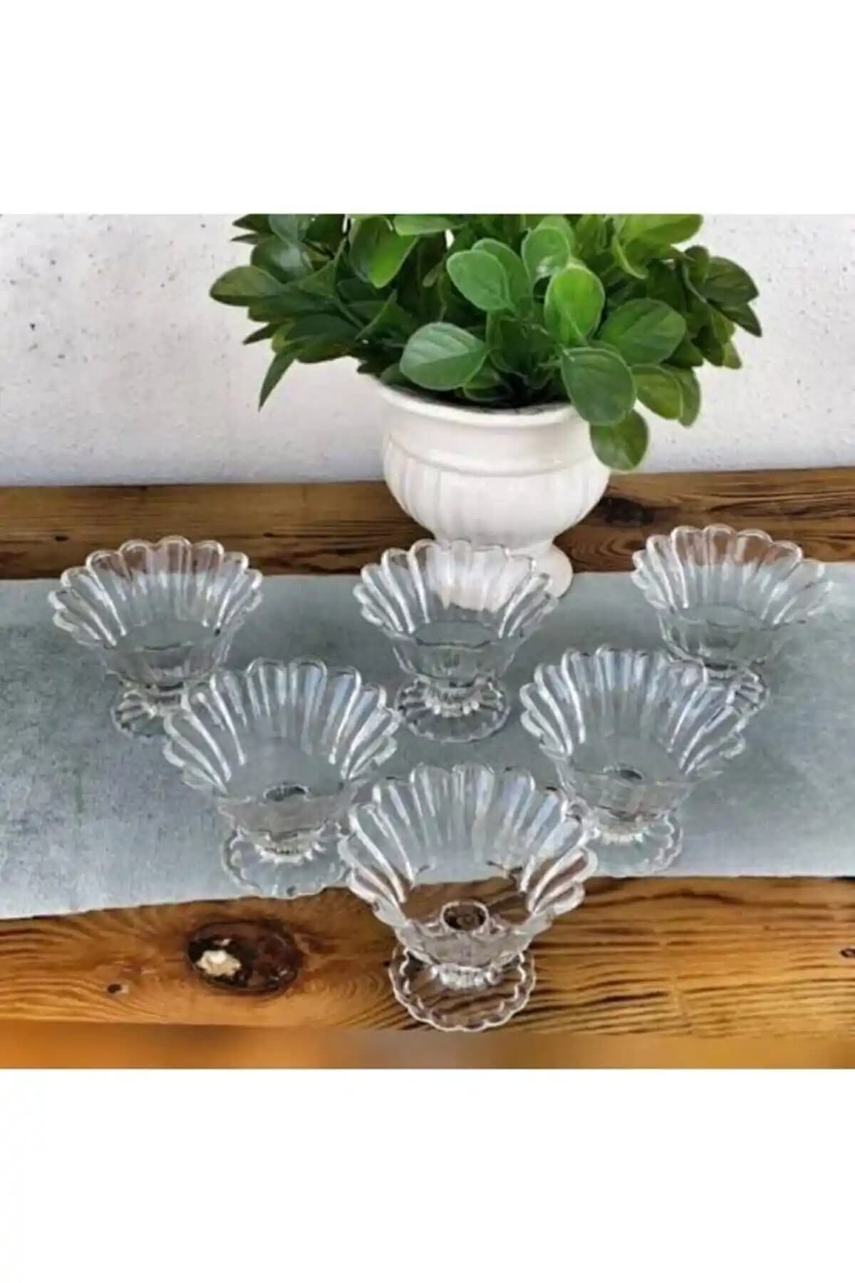 Genel Markalar CMS Cam Ayaklı Reçellik Çerezlik 6'lı Set Modern ve Şık Mutfak Aksesuarı