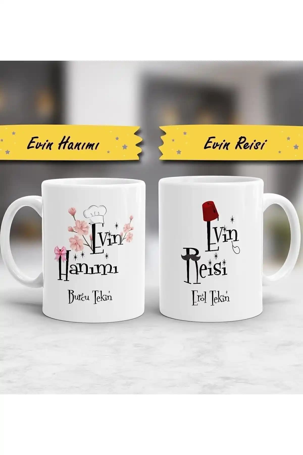 Genel Markalar Evin Hanımı & Evin Reisi 2'li Kupa Bardak: Şık ve Dayanıklı Tasarım