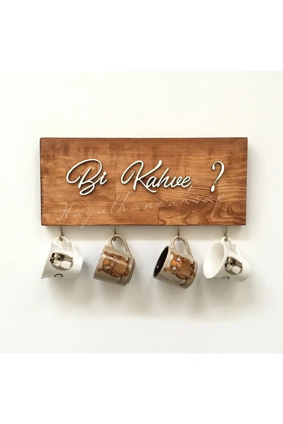 HAYALHANE AHŞAP Kahve Fincan Askılığı: Şık ve Dayanıklı Bohem Tarzı Duvara Monte Ürün