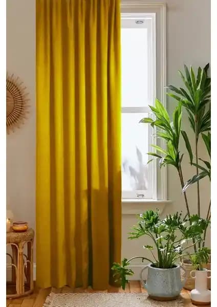 Home Color Hardal Sarısı Kadife Dokulu Fon Perde: Şık ve Fonksiyonel Ev Dekorasyonu Seçeneği