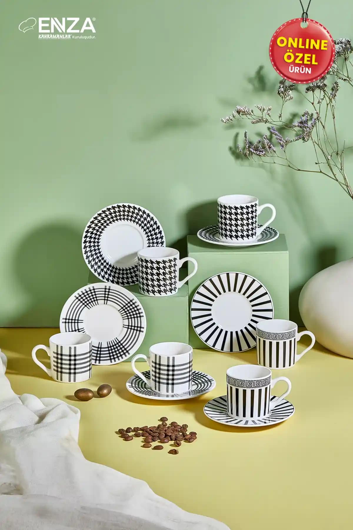 Kahramanlar Hatır 6'lı Porselen Fincan Takımı - Şık ve Dayanıklı Tasarım