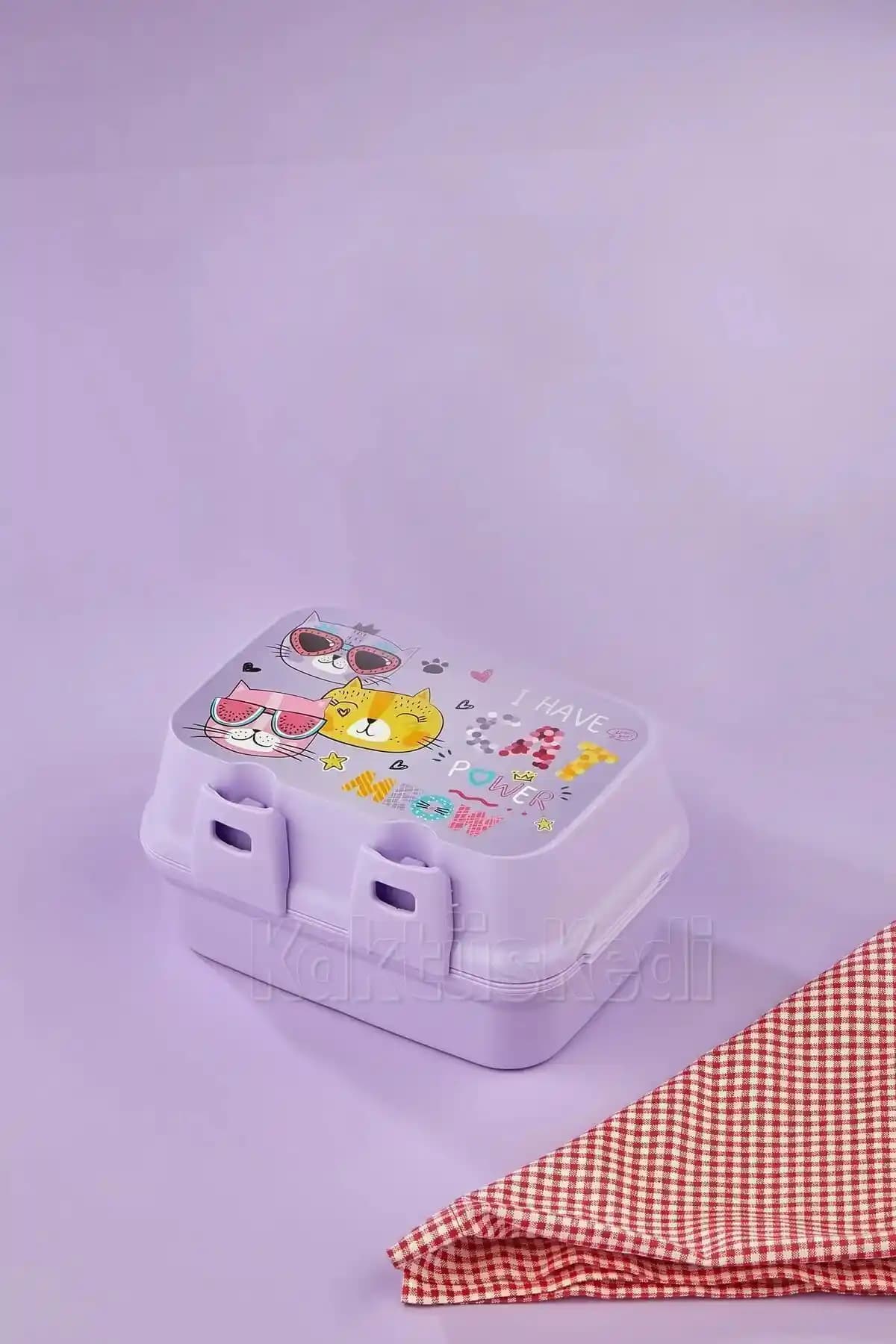 KaktüsKedi Cat Power 4 Bölmeli Çocuk Beslenme Kutusu Güvenli ve Pratik Saklama Çözümü