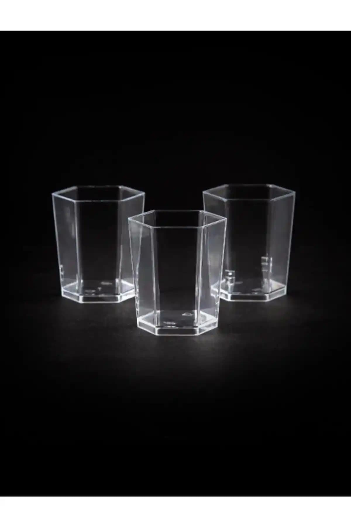 Kristal Plastik Altıgen Kap 50cc Estetik ve Çok Amaçlı Kullanım İçin Uygun