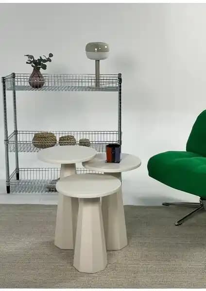 Kupp Design Lilyum Mantar Sehpa Üçlü Seti Modern ve Şık Dekorasyon Unsuru