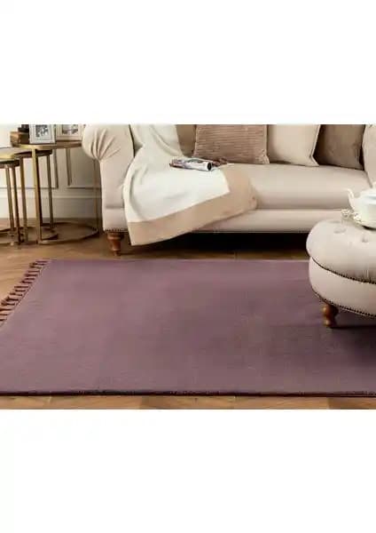 Madame Coco Carol Saçaklı Halı Koyu Mürdüm Modern Tasarım ve Yüksek Kalite
