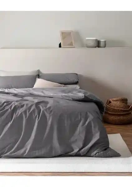 Madame Coco Odette Çift Kişilik Ranforce Nevresim Takımı Antrasit Renkli Modern Tasarım