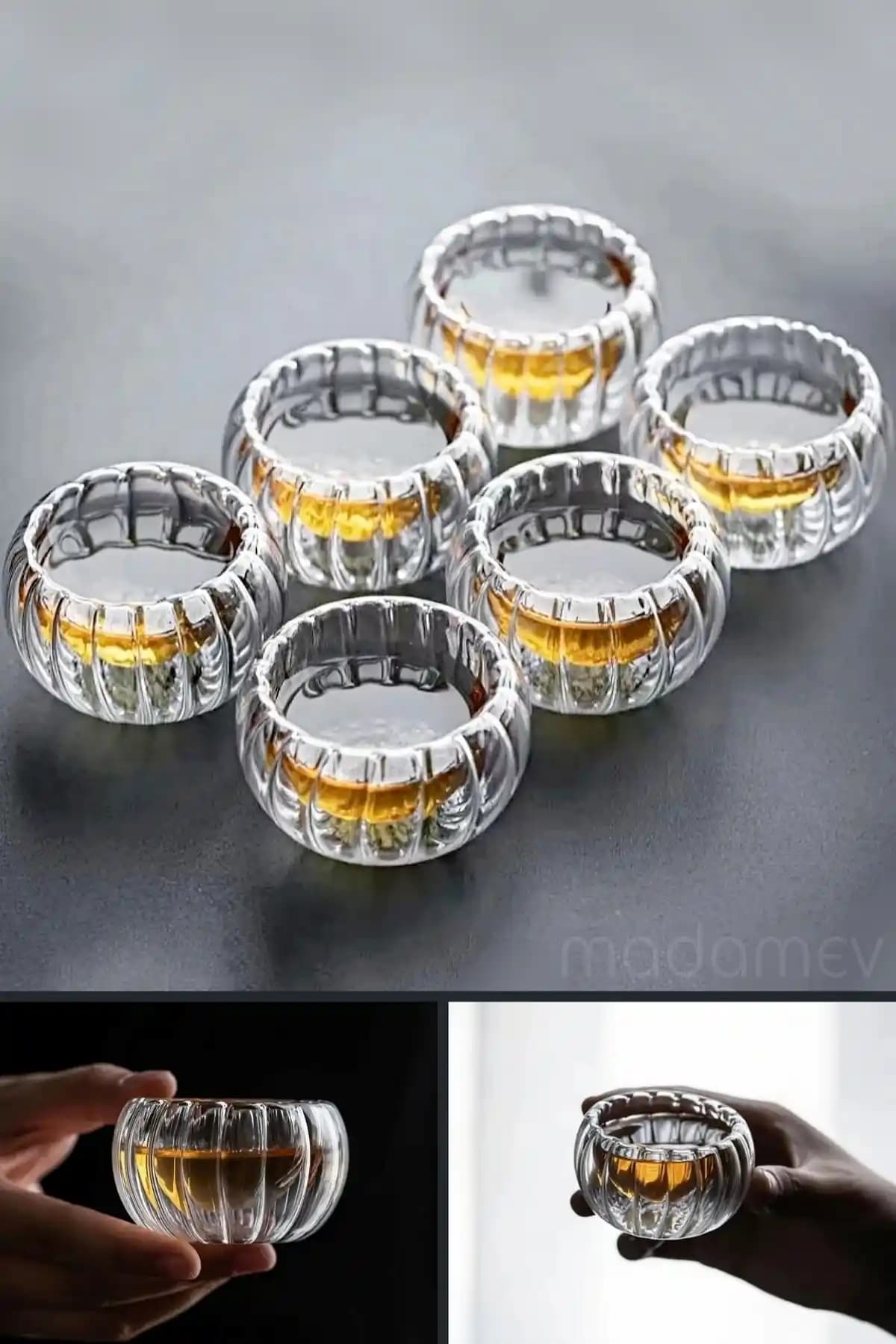 Madamev 6'lı Çift Cidarlı Mini Kase Seti: Estetik ve Dayanıklı Cam Sunum Kaseleri