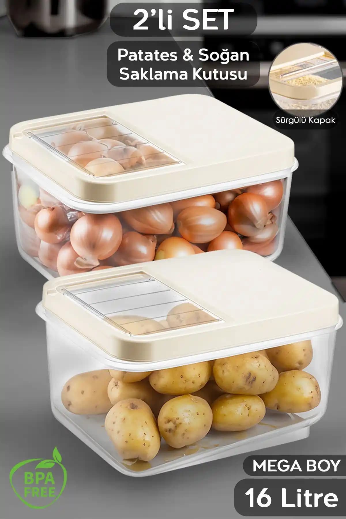 Meleni Home 2'li 16 Litre Sebzelik Seti Geniş Kapasiteli ve Dayanıklı Saklama Çözümü