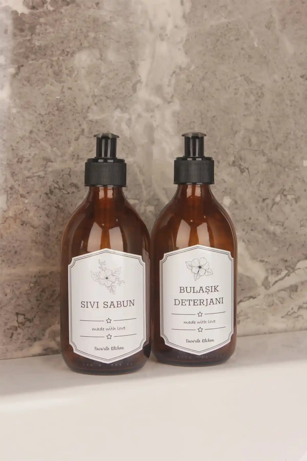 Milenay Junior Amber 2'li Sıvı Sabunluk ve Bulaşık Deterjanlığı Modern ve Şık Tasarım