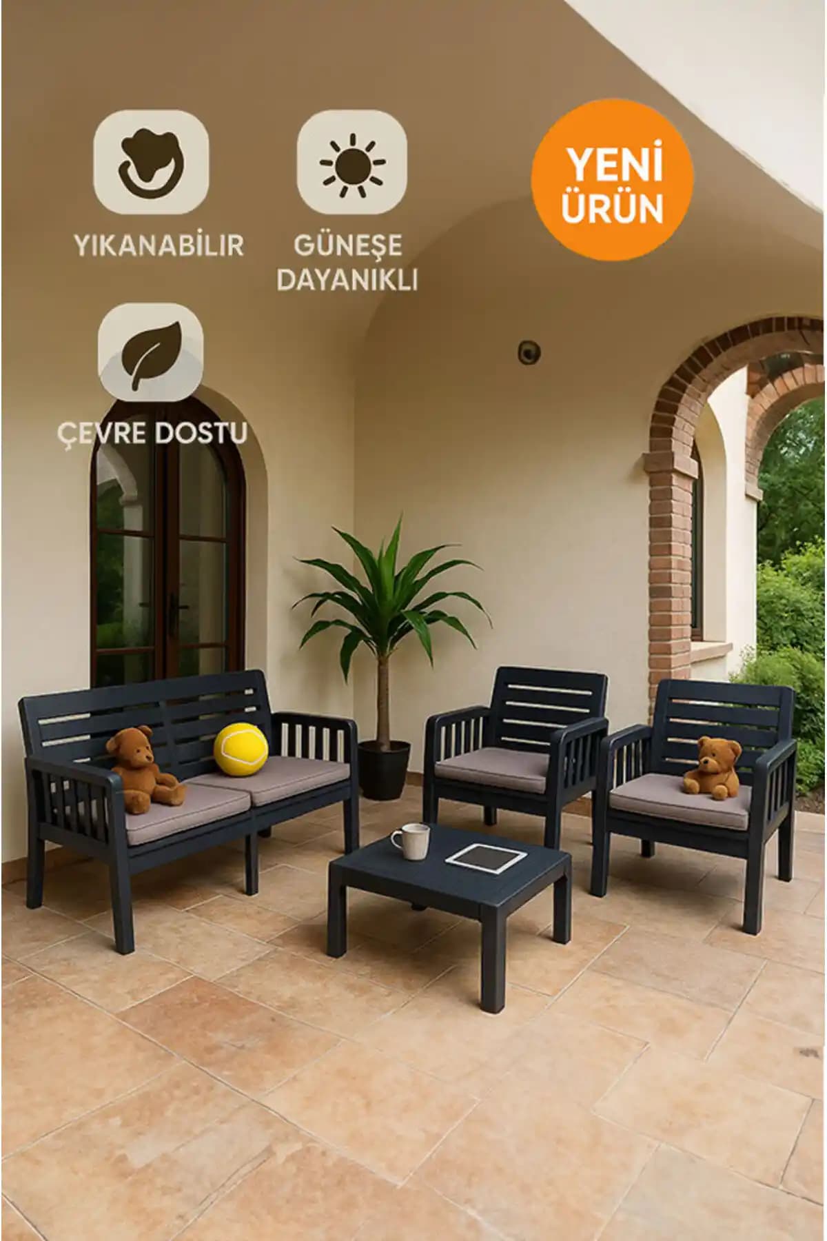 MOBETTO Silva 2 1 1 S Minderli Bahçe ve Balkon Takımı Modern ve Dayanıklı Oturma Çözümü