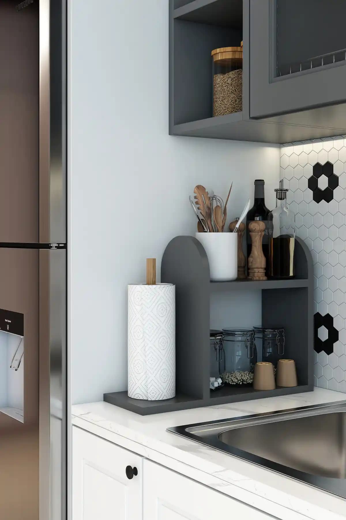 Modalanka Kağıt Havluluklu Mutfak Rafı Modern ve Dayanıklı Tasarım Özellikleri