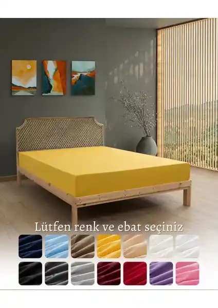 MODELHOME %100 Pamuk Penye Sarı Lastikli Battal Boy Çarşaf Yatak Konforu ve Şıklık Sunar