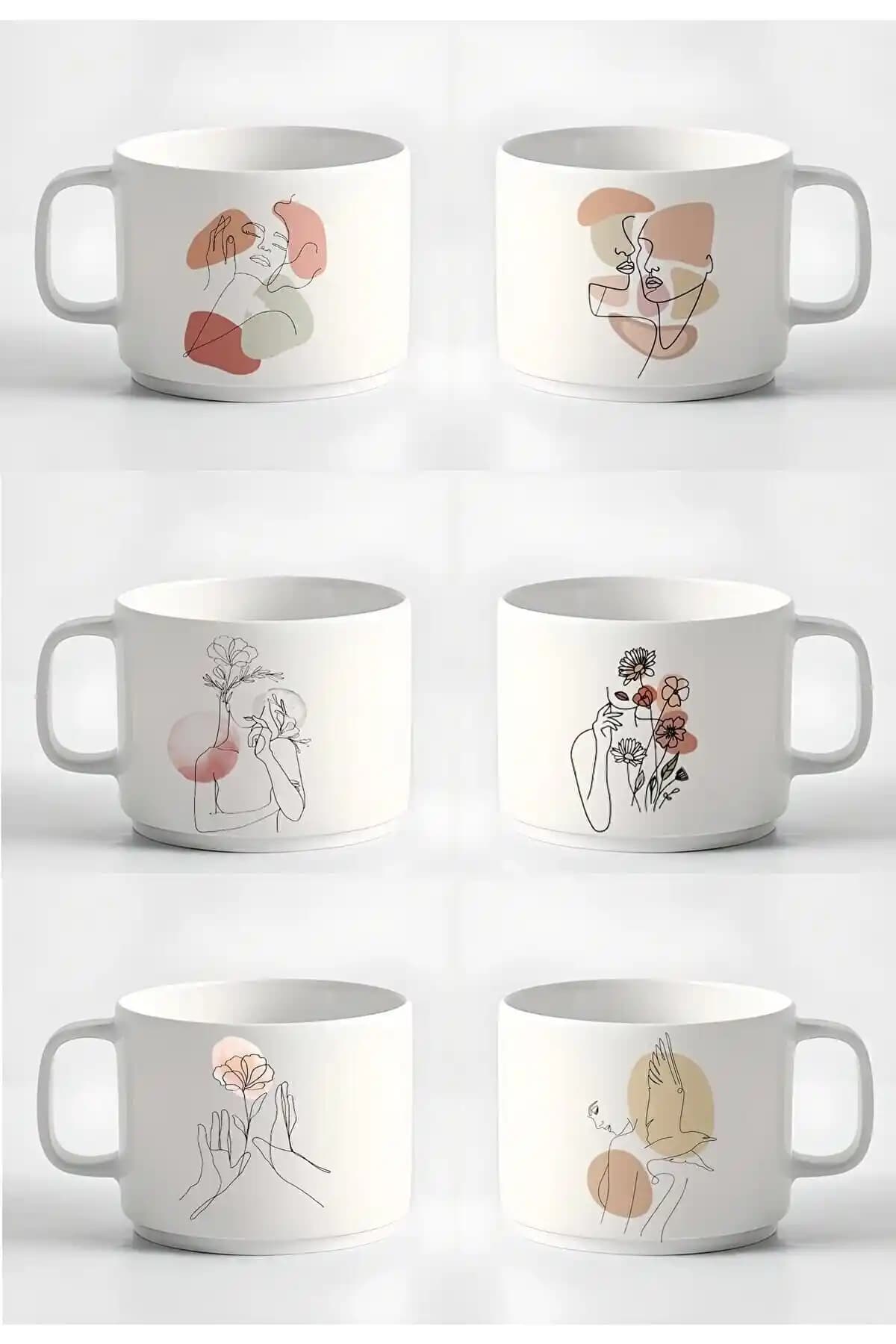 Modern ve Şık 6'lı Seramik Kahve ve Espresso Fincanı Seti