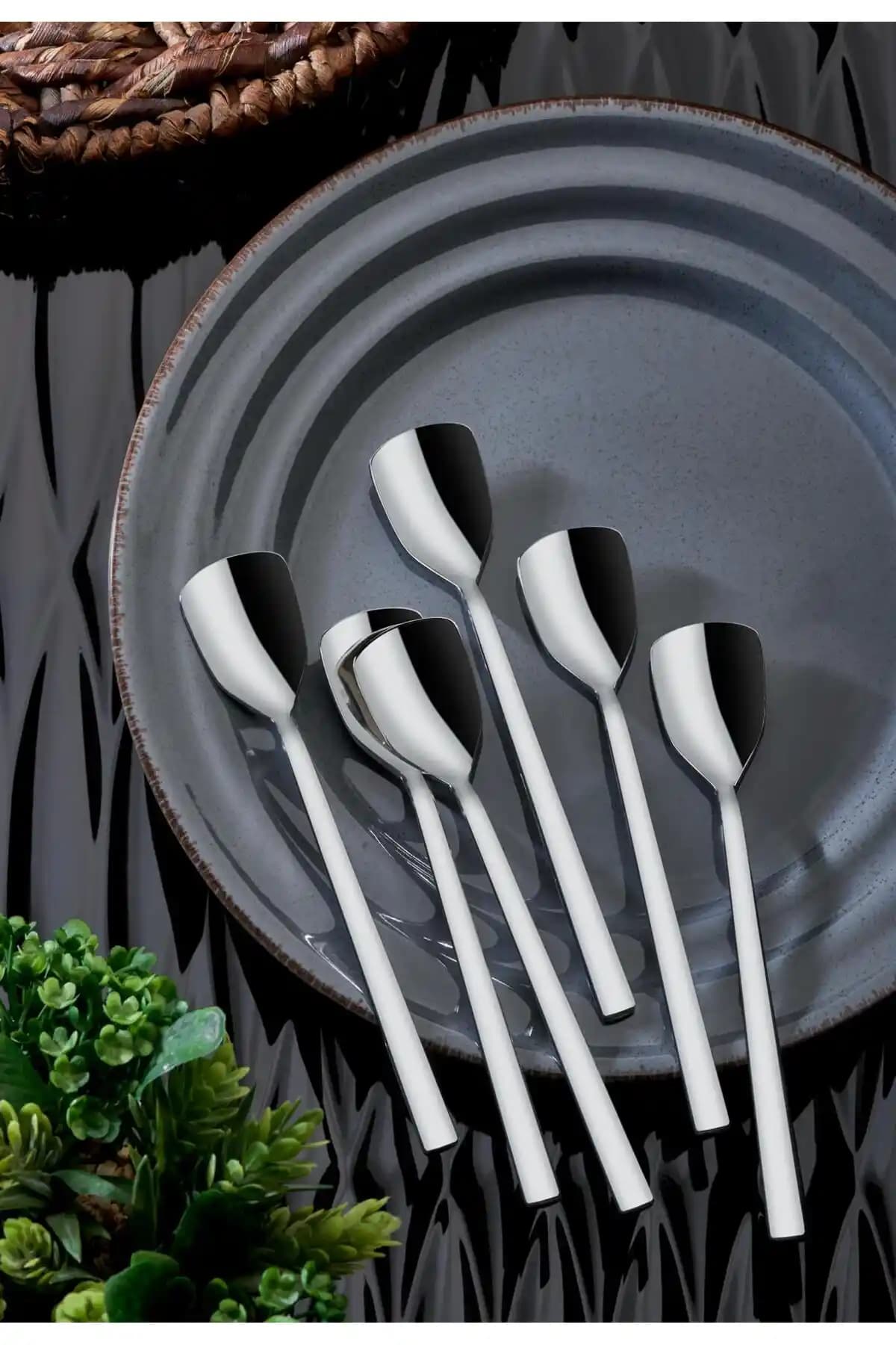 Onon Olimpos Dondurma Kaşık Seti 6'lı 18/10 Paslanmaz Çelik Şık ve Dayanıklı Mutfak Gereci