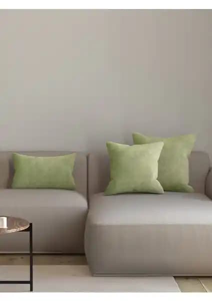 Pastel Kadife Enginar Rengi Kırlent Yastık Kılıfı Ev Dekorasyonunda Şıklık ve Konfor Sağlar