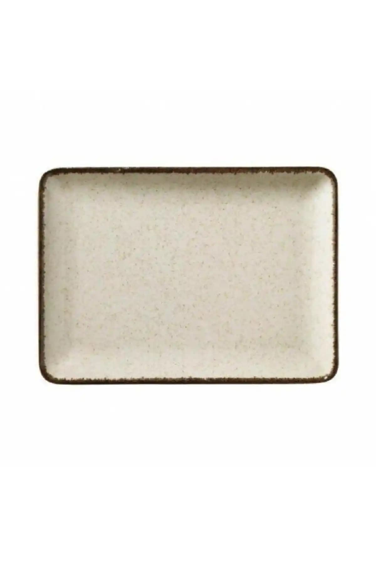 PEARL Porselen Dikdörtgen Düz Tabak 23x17 cm Tarçın Modern Mutfak Dekorasyonu İçin