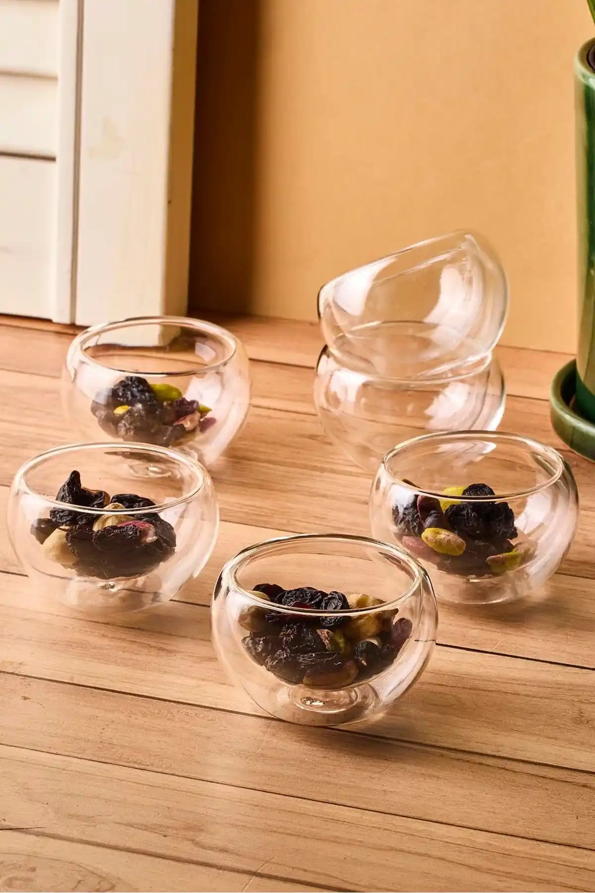 Perotti Bowy 6'lı Çift Cidarlı Mini Cam Sosluk Seti Şık ve Dayanıklı Tasarım