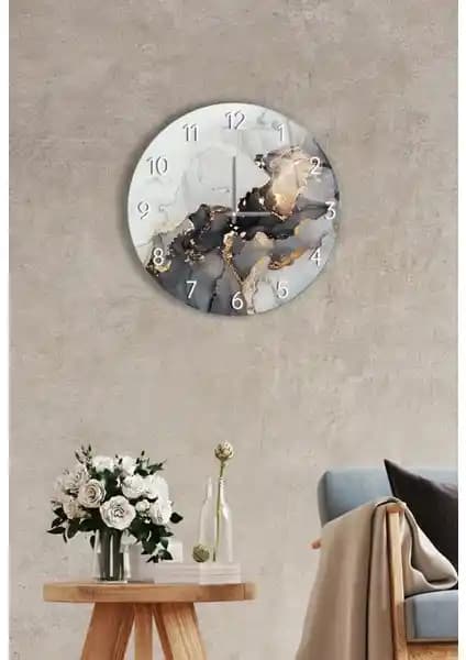 Şık ve Dayanıklı Siyah Cam Duvar Saati 27cm Modern Dekorasyon İçin Uygun