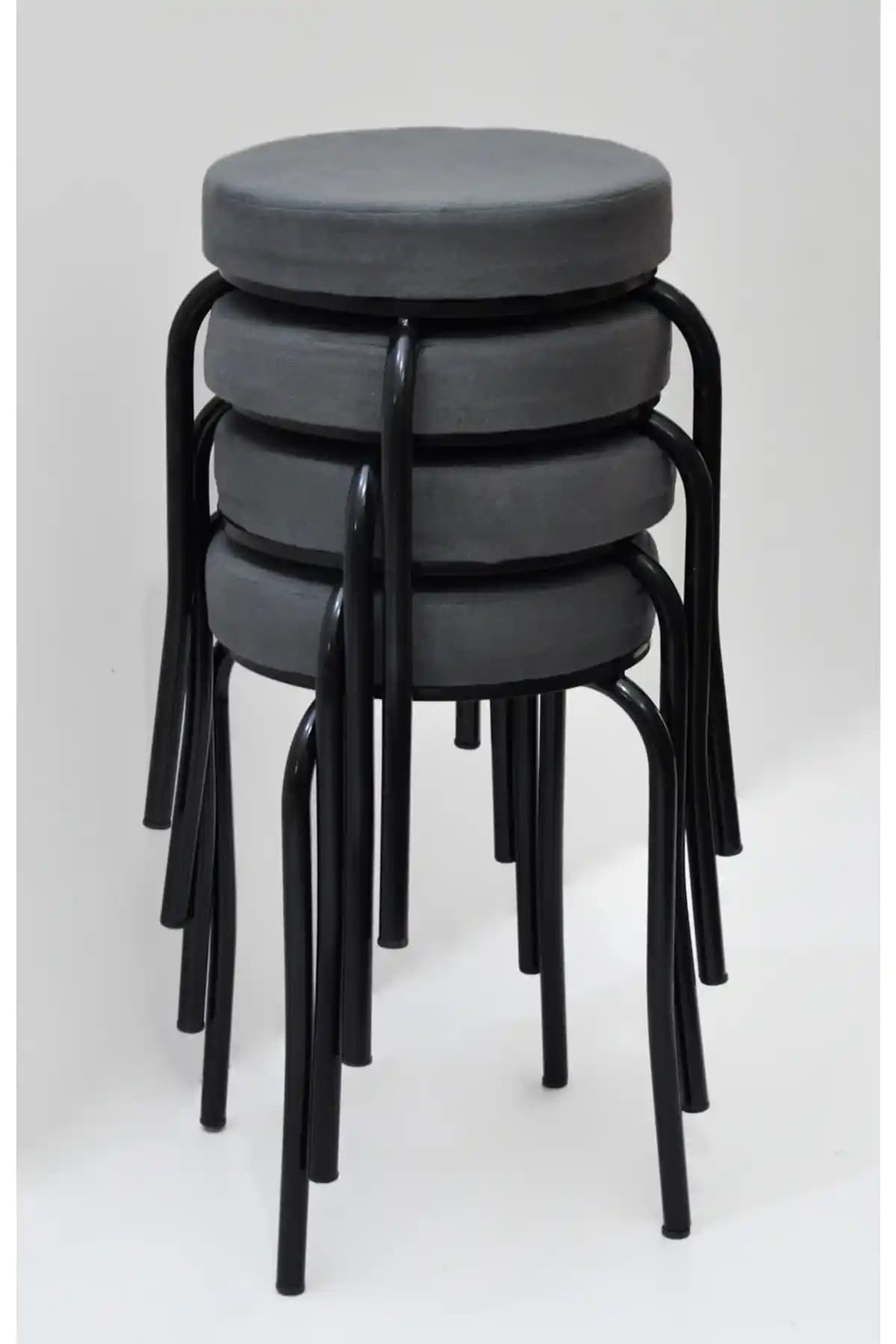 Siyah Ayaklı Retro Tasarımlı Modern Tabureler - Dayanıklı ve Çok Amaçlı Mobilya