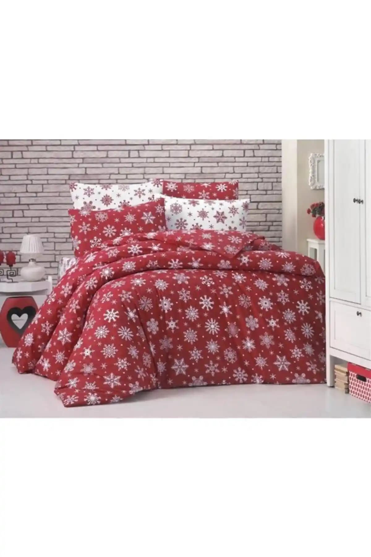 StellaFlavo 120x200 Yatak İçin Pamuklu Lastikli Çarşaf ve Nevresim Takımı