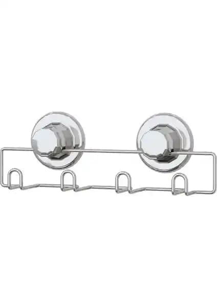 Vakumlu 4'lü Banyo ve Mutfak Askısı Krom Kaplama Modern ve Pratik Çözüm