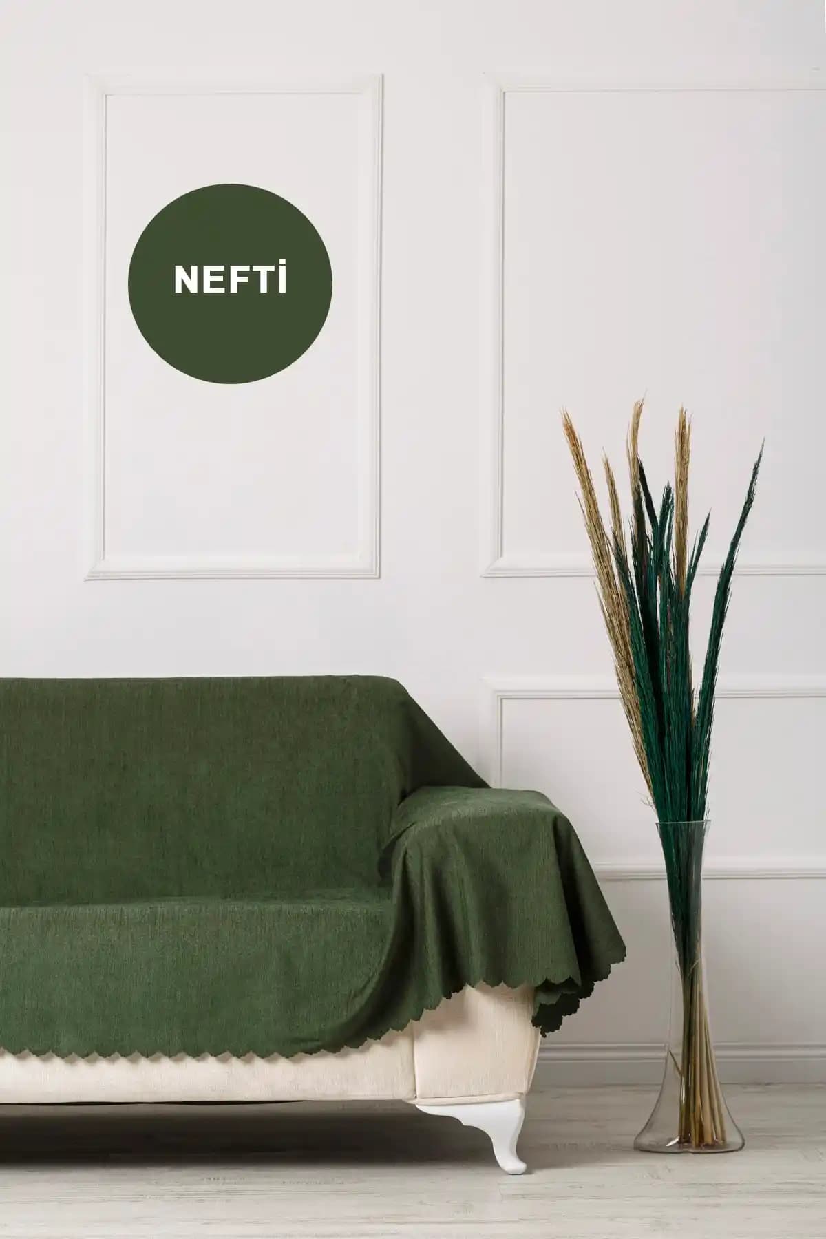 VELERDE HOME Nefti Battal Boy Çift Taraflı Çekyat ve Koltuk Örtüsü Şalı