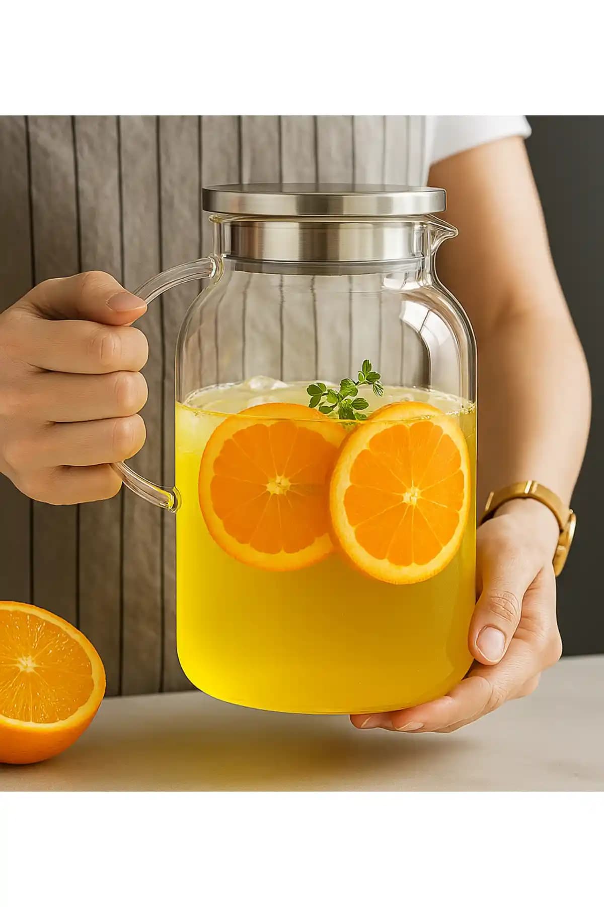 Vivien Home Borosilikat Cam Sürahi 1.8 Litre Şık ve Dayanıklı Tasarım