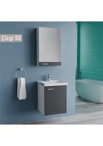 Wons Era Çizgi 50 cm Antrasit Banyo Dolabı Modern ve Fonksiyonel Tasarım Özellikleri
