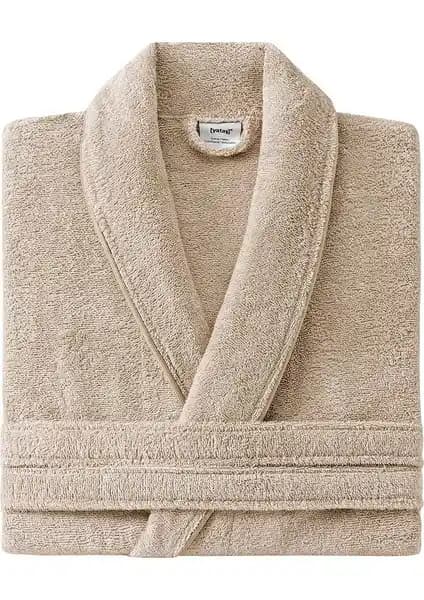 Yataş Essentials %100 Pamuk Penye Dokulu Bej Bornoz Yüksek Su Emiciliği ve Şık Tasarımıyla Günlük Kullanım İçin Uygun