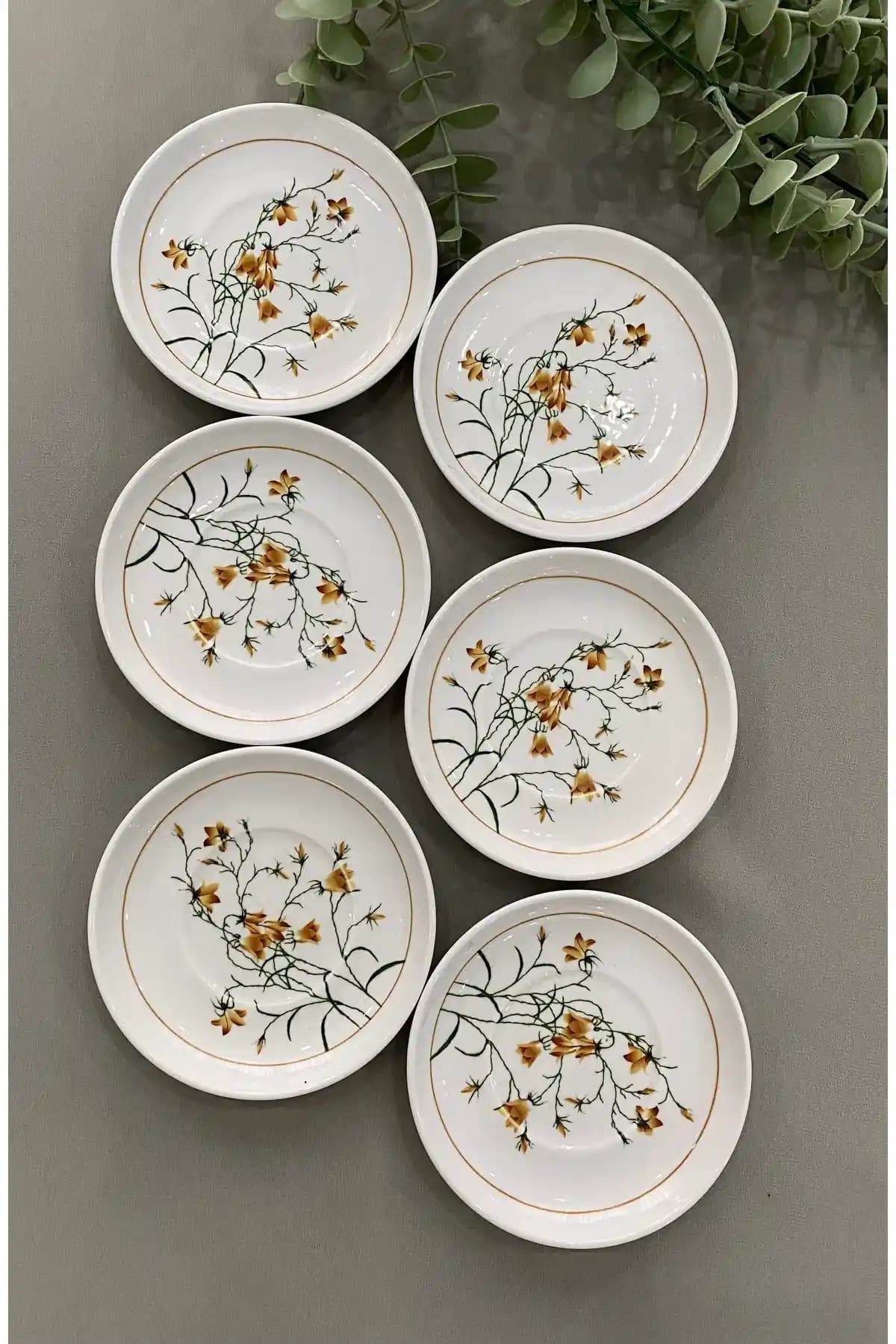 Yiğit Seramik Çiğdem Model 6’lı Çay Tabağı: Şık ve Dayanıklı Seramik Seti