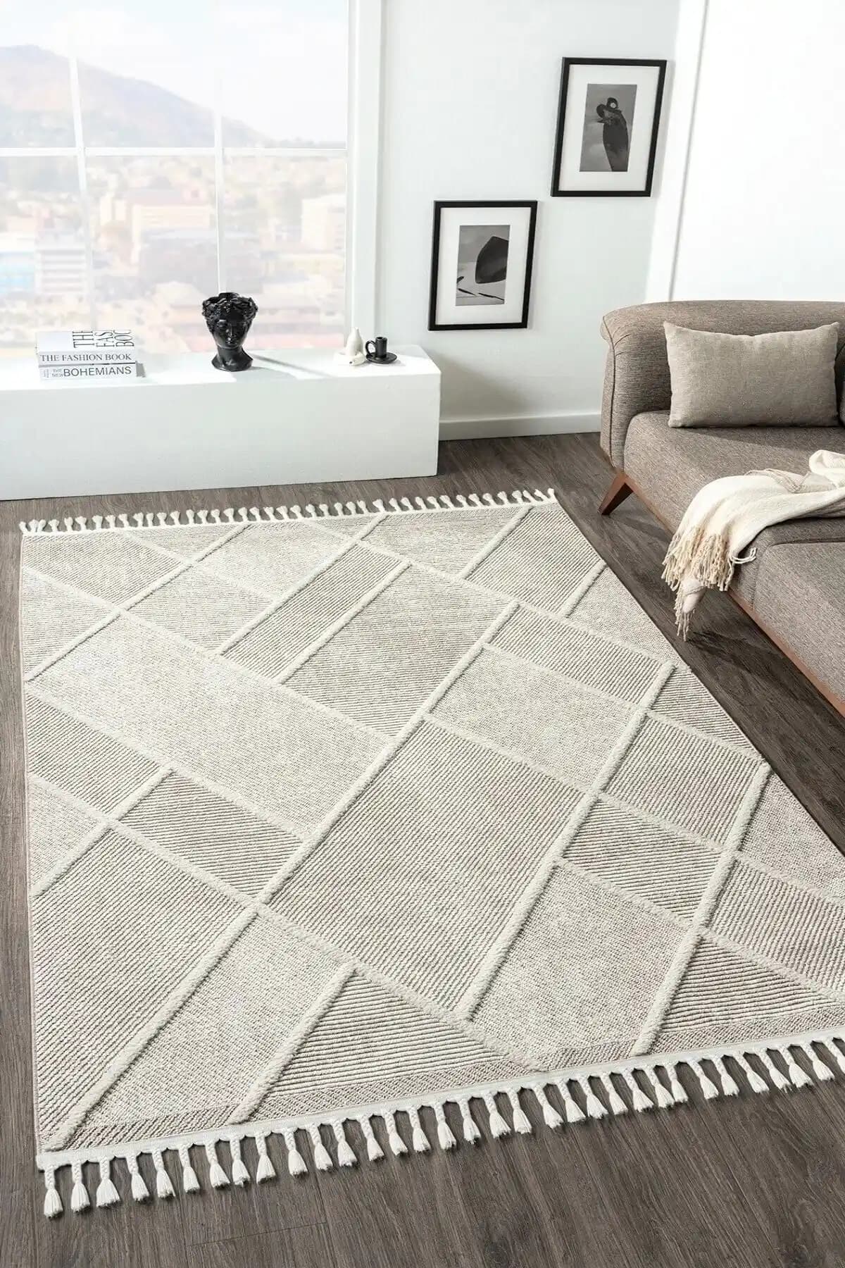 Eliz Home Bej Krem Modern Dokuma Halı ile Şık ve Dayanıklı Dekorasyon Çözümü