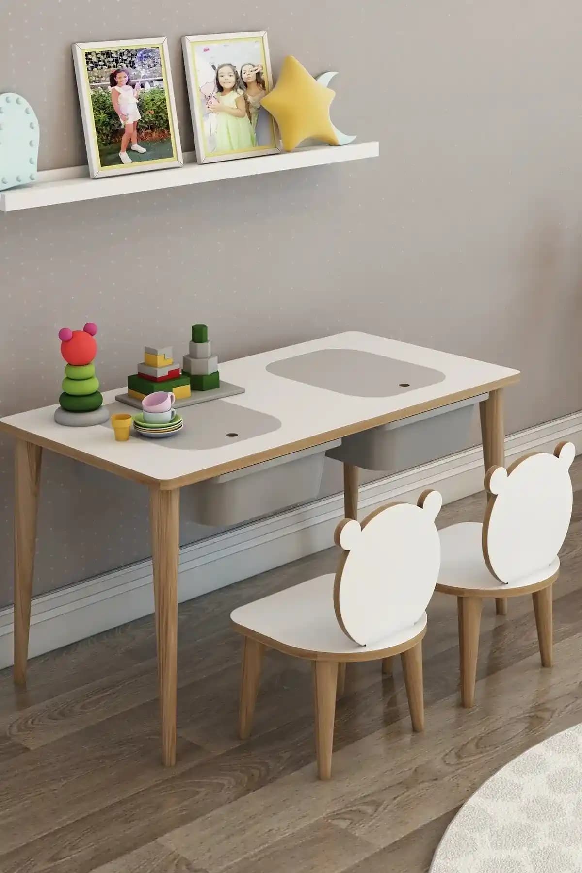 Moniev Çocuk Oyun Etkinlik Masası Güvenli ve Renkli Tasarımlarla Çocuklar İçin Uygun